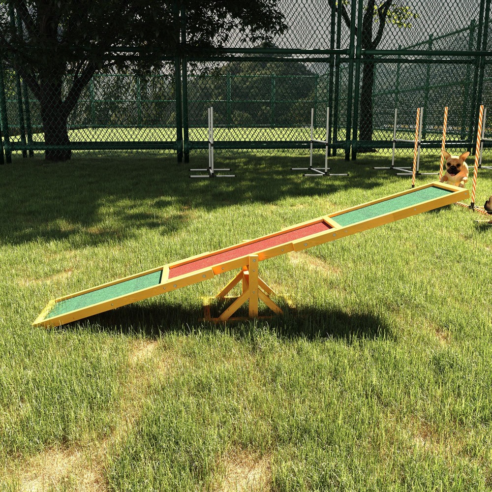 Pet X Supplies & Tack Grooming - PawHut Wooden Dog Agility Seesaw for
