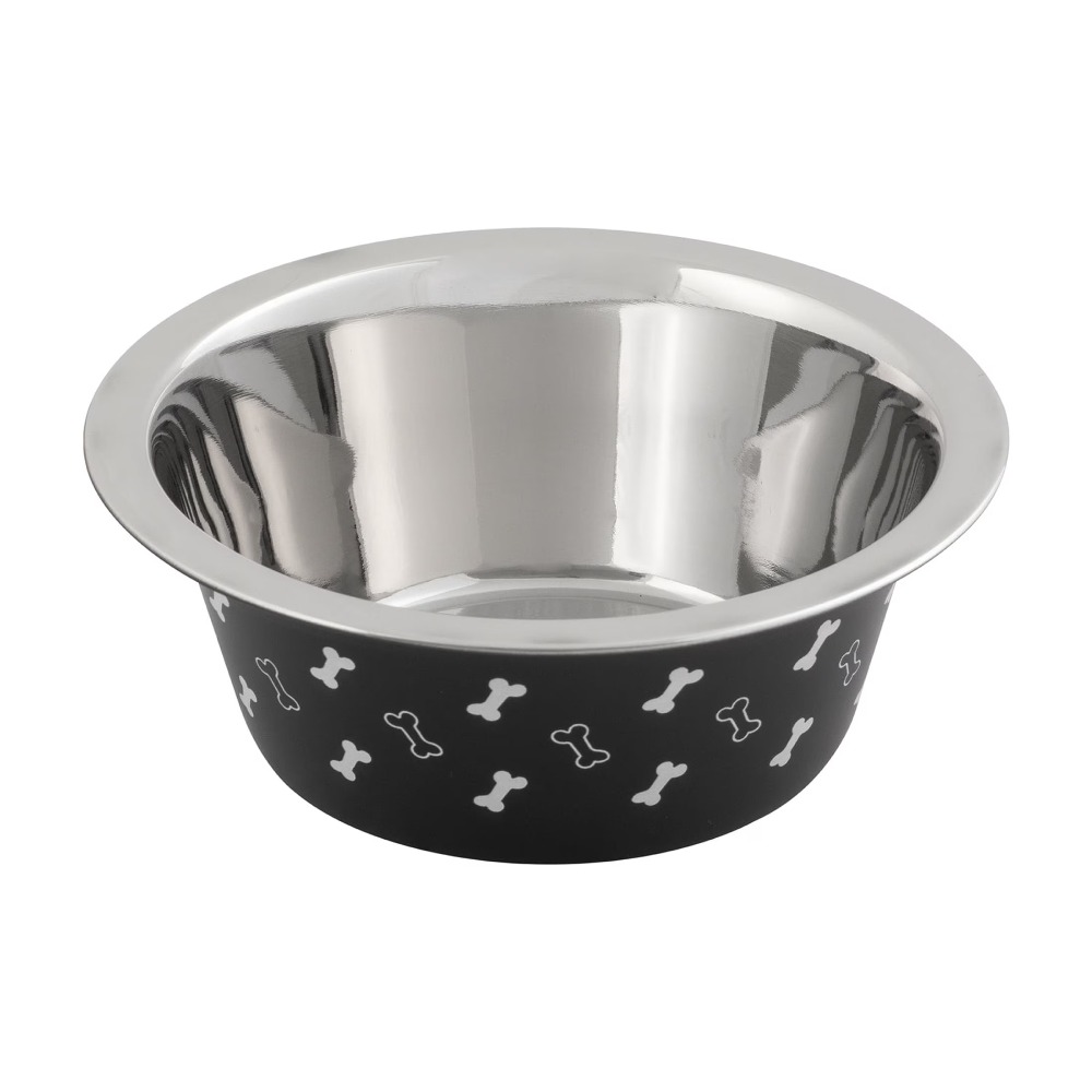Pet Supplies Dog Food - Stainless Steel Dog Bowl with Bone
